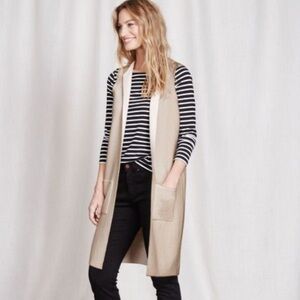 Boden Long Beige Sleeveless Knit Vest